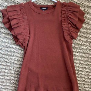 Ribbed Ruffle Sleeve Tee